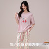 七色纺100%纯棉女士睡衣夏季短袖可爱印花可外穿家居服套装 粉色  2XL