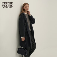 Teenie Weenie小熊女装优雅牛角扣连帽双面毛呢大衣 深灰色 160/S