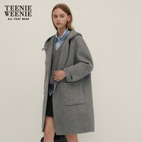 Teenie Weenie小熊赵露思同款2024优雅牛角扣双面毛呢大衣 灰色155/XS