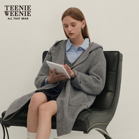 Teenie Weenie小熊赵露思同款2024优雅牛角扣双面毛呢大衣 灰色175/XL