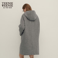 Teenie Weenie小熊赵露思同款2024优雅牛角扣双面毛呢大衣 灰色165/M