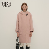 Teenie Weenie小熊赵露思同款2024优雅牛角扣双面毛呢大衣 粉色160/S