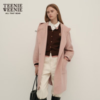 Teenie Weenie小熊女装优雅牛角扣连帽双面毛呢大衣 粉色 175/XL
