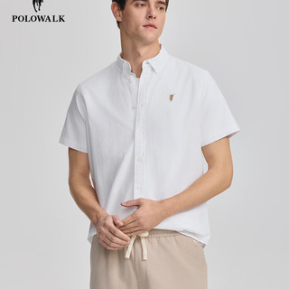 POLOWALK男式短袖衬衫2025夏季新品休闲简约开衫修身男装上衣