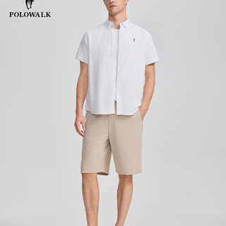 POLOWALK男式短袖衬衫2025夏季新品休闲简约开衫修身男装上衣