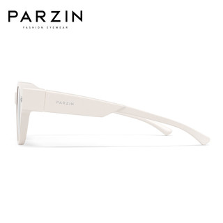 帕森（PARZIN）偏光太阳镜男女 时尚猫眼大框近视套镜遮阳防晒墨镜 PZ12117 奶盐白