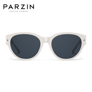 帕森（PARZIN）偏光太阳镜男女 时尚猫眼大框近视套镜遮阳防晒墨镜 PZ12117 奶盐白