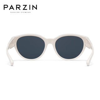 帕森（PARZIN）偏光太阳镜男女 时尚猫眼大框近视套镜遮阳防晒墨镜 PZ12117 奶盐白