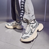 KAPPA卡帕女鞋厚底运动鞋女透气休闲鞋走软底跑鞋增高百搭老爹鞋子女 19cj经典白/黑色/银色 38