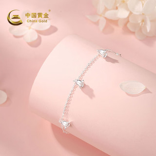 中国黄金S925银铃兰花手链女花朵手饰O字链守护幸福百搭520 【银本色】铃兰花手链