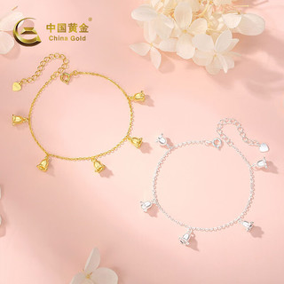 中国黄金S925银铃兰花手链女花朵手饰O字链守护幸福百搭520 【银本色】铃兰花手链