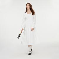 白色气质收腰连衣裙女春季棉质约会通勤A字长裙女