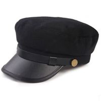 十方秀才 青年帽子中山装民国平顶帽男女士韩版潮帽毕业照集体 黑色 适合头围57厘米