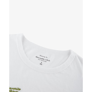 ABERCROMBIE & FITCH女装25夏季美式复古图案印花修身圆领短袖T恤KI157-5025 白色 L (165/104A)