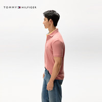 TOMMY HILFIGER【透气舒适】夏季男装珠地网眼商务休闲纯色短袖POLO衫JA572 【休闲修身】深粉色N5A XS （：100-120斤）