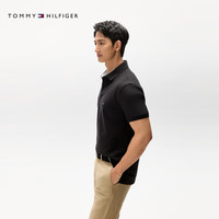 TOMMY HILFIGER【透气舒适】夏季男装珠地网眼商务休闲纯色短袖POLO衫JA572 【经典百搭】黑色BDS M (:135-150斤)