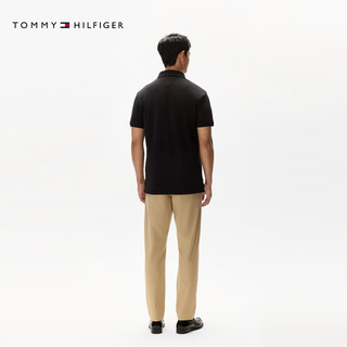 TOMMY HILFIGER【透气舒适】夏季男装珠地网眼商务休闲纯色短袖POLO衫JA572 【经典百搭】黑色BDS L （：150-165斤）