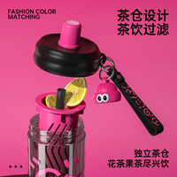 炊大皇塑料杯tritan材质防摔带吸管茶仓分离便携大容量水杯蓝紫色650ml 幻蓝轻紫 650ml