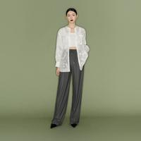 伊芙丽网纱透明提花衬衫2025夏装
