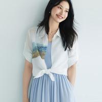 伊芙丽衬衫印花设计中袖女上衣2025夏