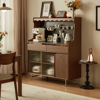 林氏家居复古餐边柜靠墙一体客厅置物柜胡桃木色储物柜子林氏木业UM1T-A