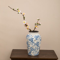 京东鲜花 中式陶瓷花瓶青花冰裂纹插花鲜花水培干花客厅高端装饰品摆件