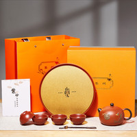 尊壶紫砂壶茶具套装带茶盘整套茶具 泥绘西施壶一壶4杯带茶盘