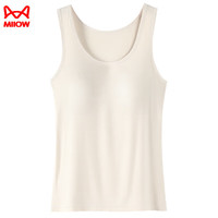 猫人(MiiOW)莫代尔吊带背心打底内衣自带胸垫一体免穿文胸睡衣女夏薄款家居服 椰奶白(背心胸垫上衣) M (75-95斤)