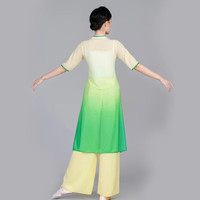 昌祥回力新款广场舞服装套装中国风古典舞服装女飘逸扇子舞演出服民族舞服 黄绿渐变色套装 L 95斤到105斤