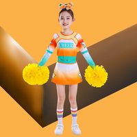 昌祥回力儿童新款啦啦队演出服服装长袖男女运动会舞蹈比赛啦啦操跳舞服 拉拉队花球一对黄色【大小一致】 S