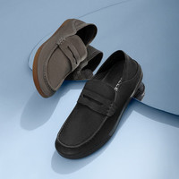 百丽豆豆鞋男款套脚舒适轻便乐福鞋休闲透气皮鞋A1073BM3 黑色 38 (240mm)