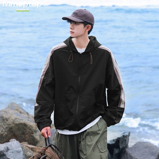 MMOPTOP冰丝UPF50+防晒衣夏季男士薄款冰感钓鱼服夹克外套MFS01黑色M