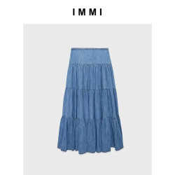 IMMI 设计师品牌 IMMI 女士薄牛仔多层长半裙（水洗产品）300124
