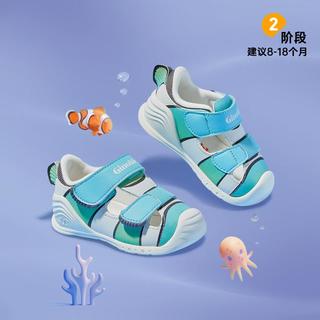  Ginoble/基诺浦 轻薄透气 儿童凉鞋  光辉蓝/白色/灰色 18码 110mm 内长12cm