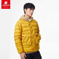 君羽羽绒服【清仓】男秋冬款700蓬白鹅绒时尚居家圆领鹅绒服SA62017 落叶黄 XL （155-170斤）