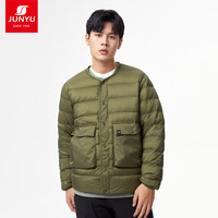 君羽羽绒服【清仓】男秋冬款700蓬白鹅绒时尚居家圆领鹅绒服SA62017 军绿 S （120斤以下）