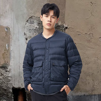 君羽羽绒服【清仓】男秋冬款700蓬白鹅绒时尚居家圆领鹅绒服SA62017 深蓝 S （120斤以下）