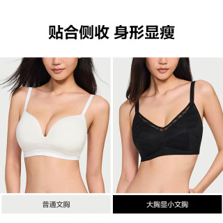 维多利亚的秘密（Victoria's Secret）杨幂田曦薇同款 夏季大胸显小Logo蕾丝轻盈透气柔软支撑侧收文胸 54A2黑色 11262542 85C （38C）