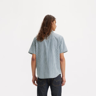 Levi's【商场同款】李维斯男士美式休闲条纹牛仔短袖衬衫A5722