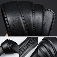 袋鼠牛皮男士皮带真皮自动扣商务高档裤腰带2025品牌男款