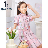 HAZZYS品牌童装哈吉斯女童连衣裙夏季新款柔软亲肤不易变形泡泡袖连衣裙 浅卡其 145
