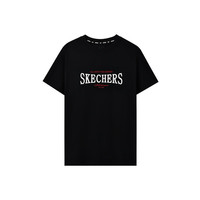 斯凯奇（Skechers）夏季新男女同款圆领短袖休闲系列透气防紫外线运动短袖T恤 碳黑-【防紫外线】 XL