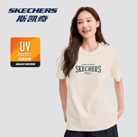 斯凯奇（Skechers）夏季新男女同款圆领短袖休闲系列透气防紫外线运动短袖T恤 棉花糖白-【防紫外线】 M