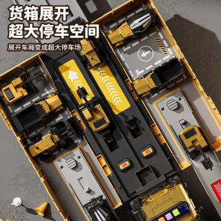 活石（LIVING STONES）儿童变形弹射轨道车工程车玩具男孩3-61模型合金车消防车生日礼物 变形双轨弹射货柜车长轨6合金车