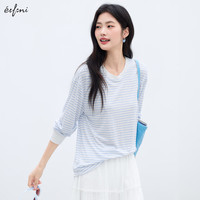 eifini/伊芙丽 彩色条纹撞色 女士针织罩衫