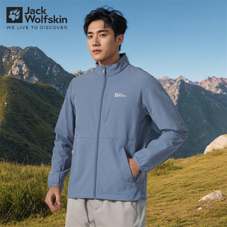 Jack Wolfskin狼爪软壳夹克男春季轻量户外登山运动防风防泼水软壳夹克外套男 071-C0459/烟灰蓝 3XL/185/112A