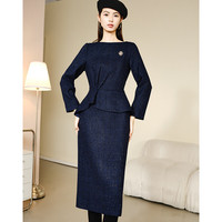 晚白【断码直降】新款时尚简约裙子休闲百搭气质小香风收腰连衣裙