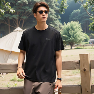 Jack Wolfskin狼爪T恤男春夏日常户外运动休闲半袖透气宽松大码日常体恤短袖男 6350/深灰色 M 175/96A