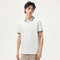gxg.jeans男装领口撞色拼接通勤polo衫25夏 白色 165/S