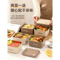 诗嘉丽减脂饭盒可微波炉加热保温盒轻便便当盒餐盒套装便携战略 白4个+保温袋+餐具 1层 2L 高颜值保鲜饭盒